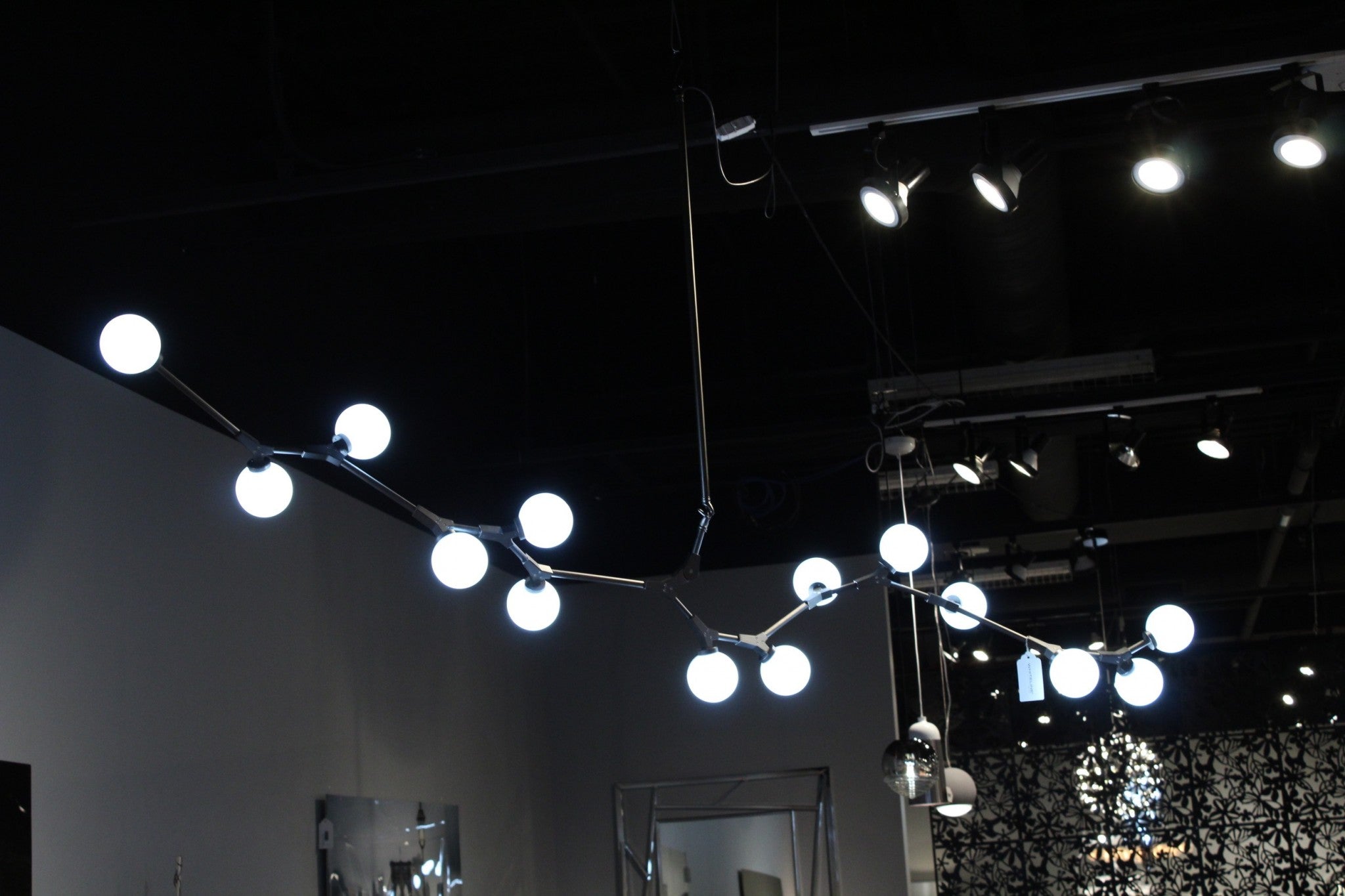 17" X 90.5" X 18" Black White Iron Glass Pendant Lamp
