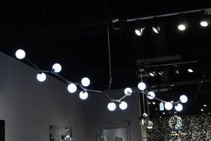 17" X 90.5" X 18" Black White Iron Glass Pendant Lamp