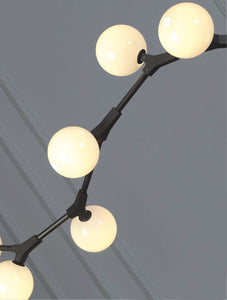 17" X 90.5" X 18" Black White Iron Glass Pendant Lamp