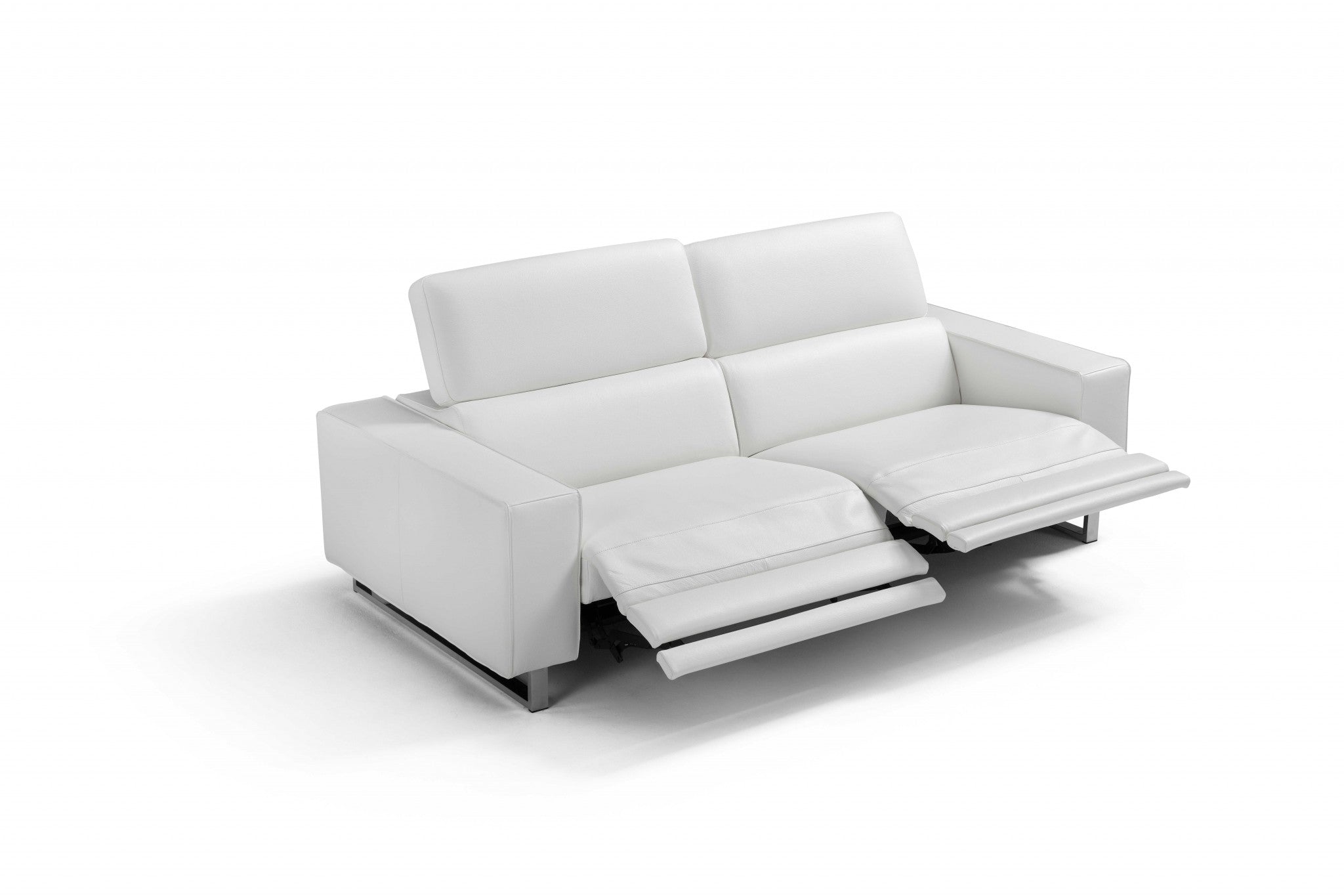 32" X 89" X 43" White Leather Sofa