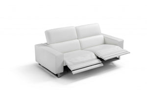 32" X 89" X 43" White Leather Sofa