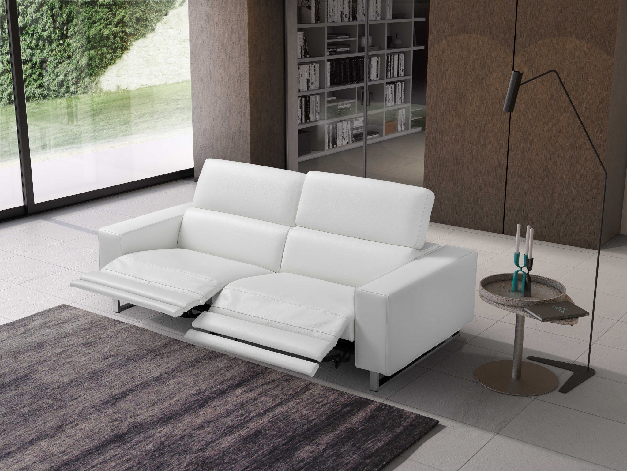 32" X 89" X 43" White Leather Sofa