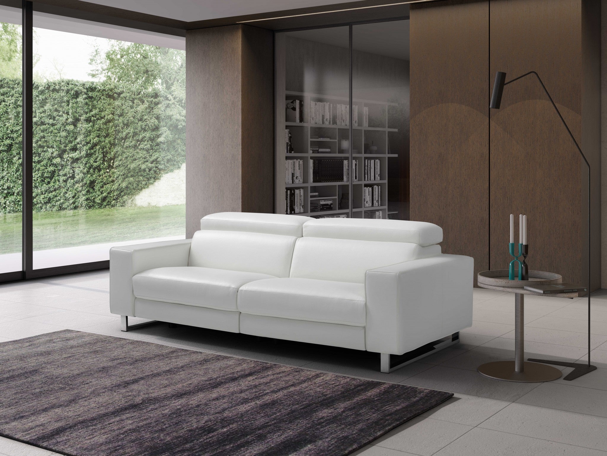 32" X 89" X 43" White Leather Sofa