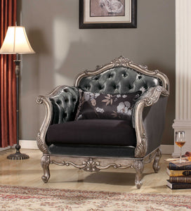 40" X 37" X 43" Silver Gray Fabric Chair & Pillow