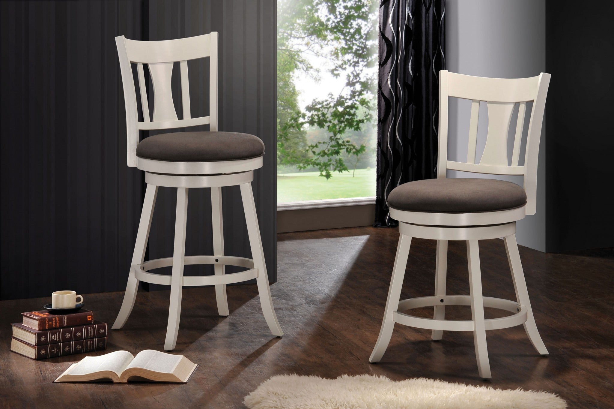 20" X 24" X 41" White Fabric Counter Height Chair