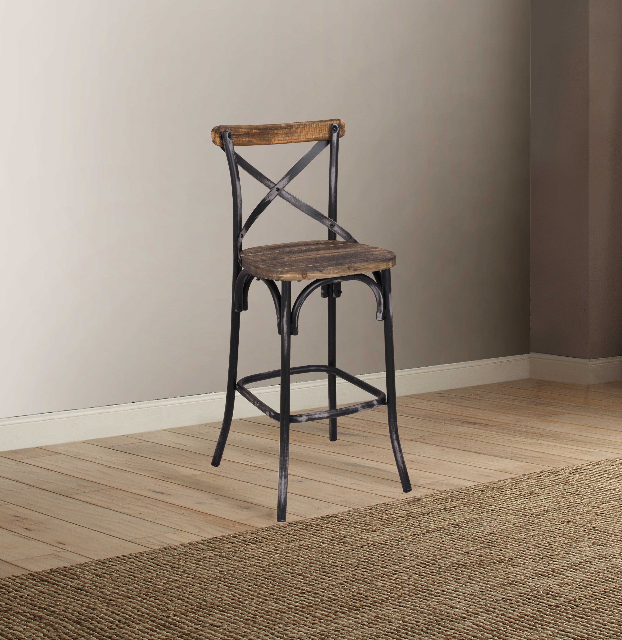 18" X 20" X 43" Black Wood Bar Chair (1Pc)