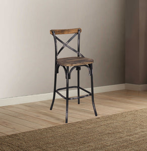 18" X 20" X 43" Black Wood Bar Chair (1Pc)