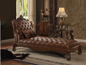 76" X 41" X 49" Light Brown Wood Chaise & Pillow