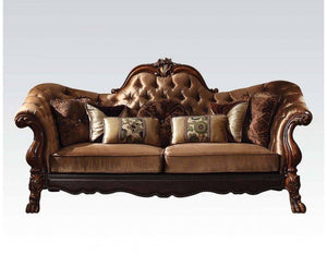 73" X 45" X 48" Golden Brown Velvet Loveseat W/5 Pillows