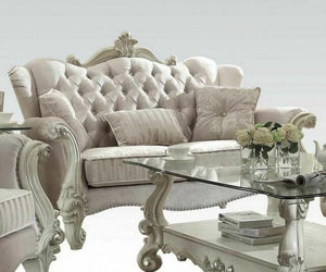 69" X 43" X 45" Ivory Velvet Loveseat W/3 Pillows