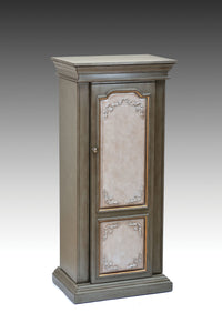 19" X 13" X 43" Antique Gray  Antique Beige Wood Jewelry Armoire