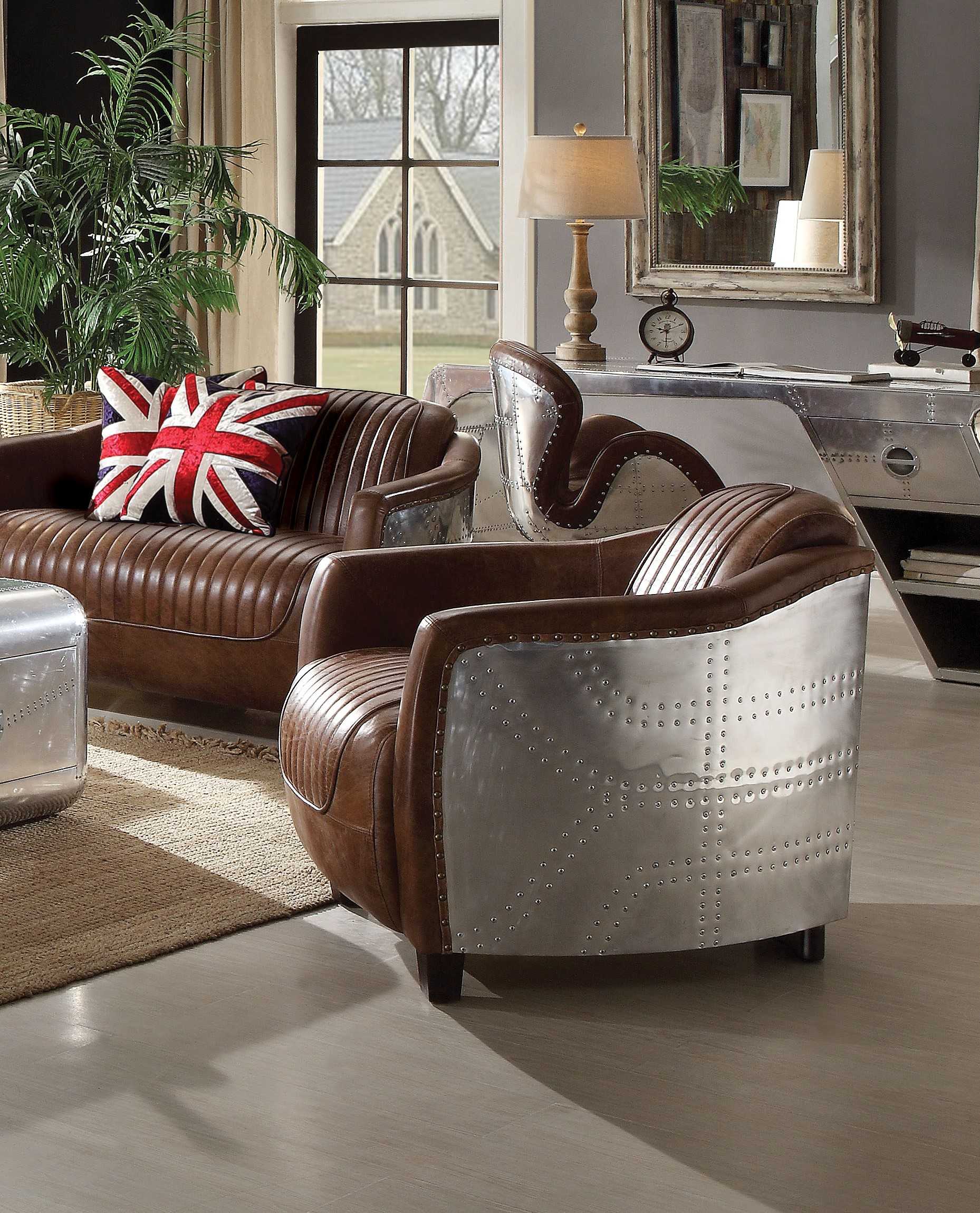 29" X 37" X 31" Retro Brown Leather Chair