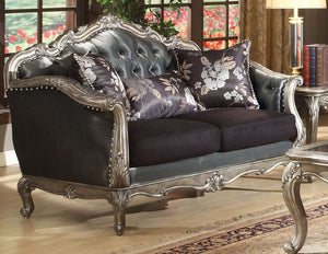 63" X 37" X 45" Silver Gray Fabric Loveseat W/3 Pillows