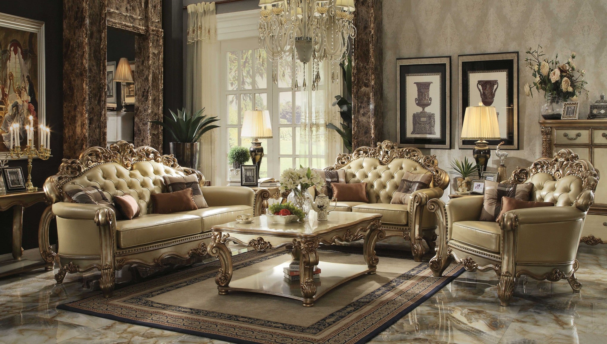 96" X 42" X 51" Bone Polyurethane Sofa W4 Pillows