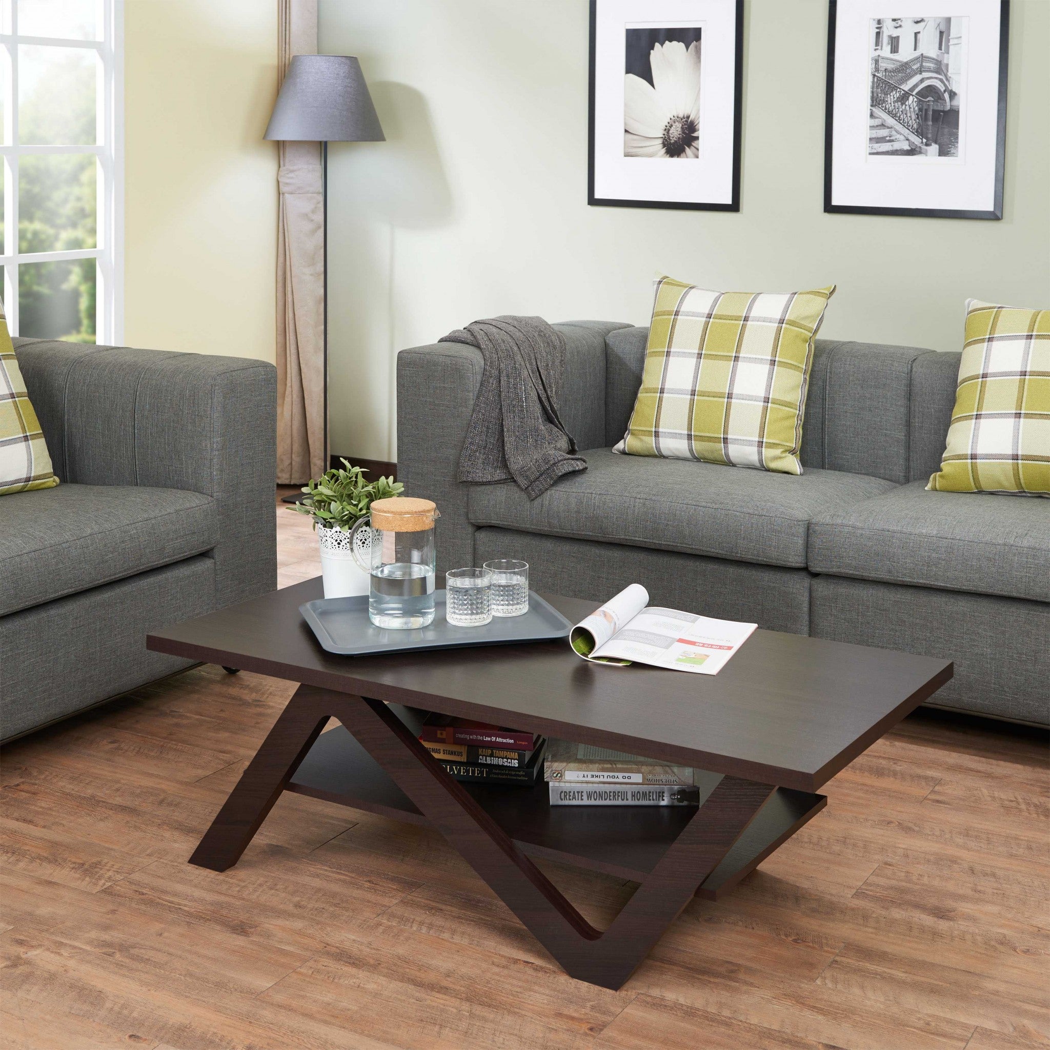 48" X 24" X 16" Espresso Wood Coffee Table