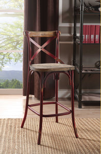 18" X 20" X 43" Antique Red Wood Bar Chair (1Pc)