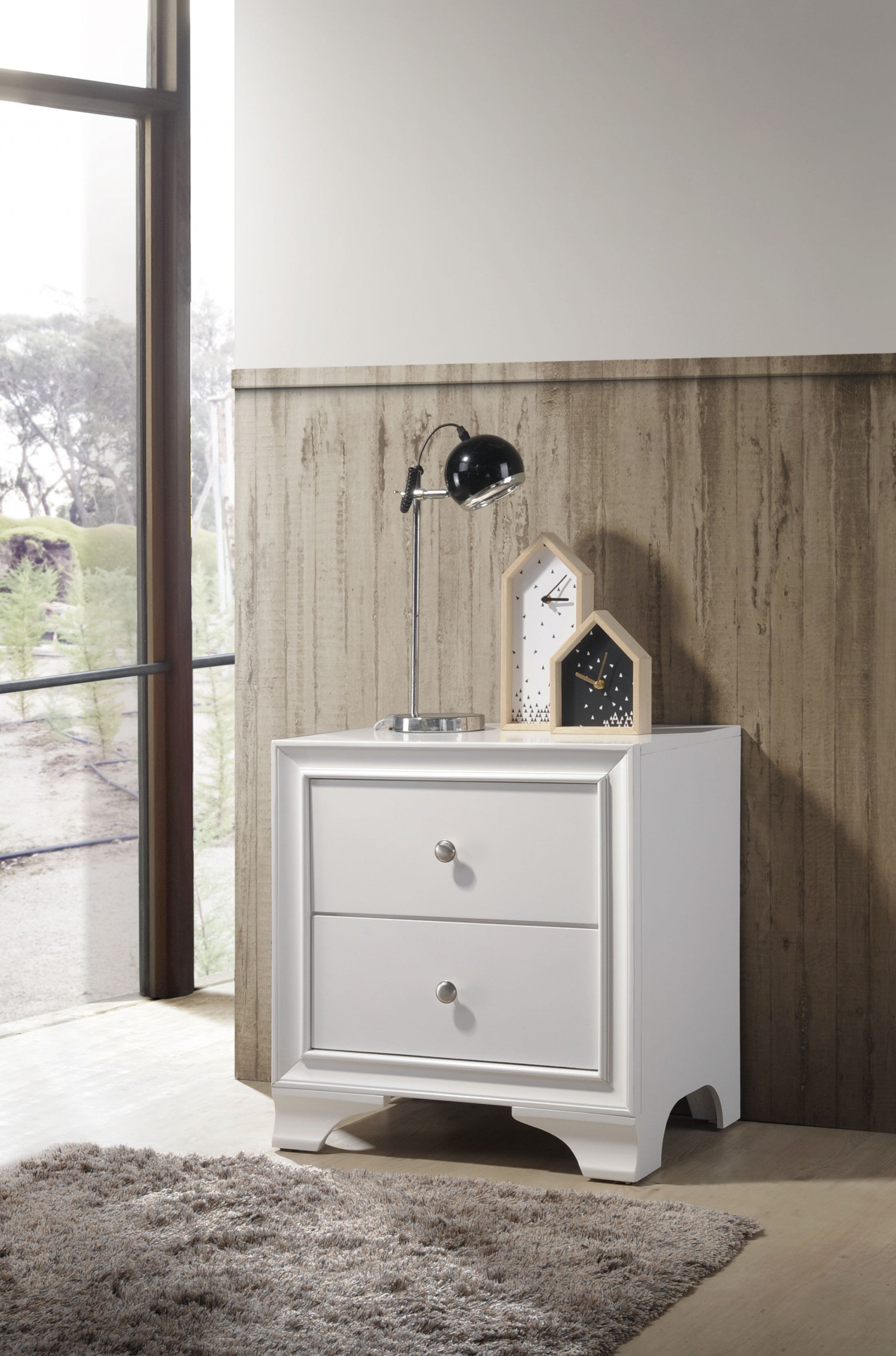 22" X 17" X 24" White Wood Accent Table