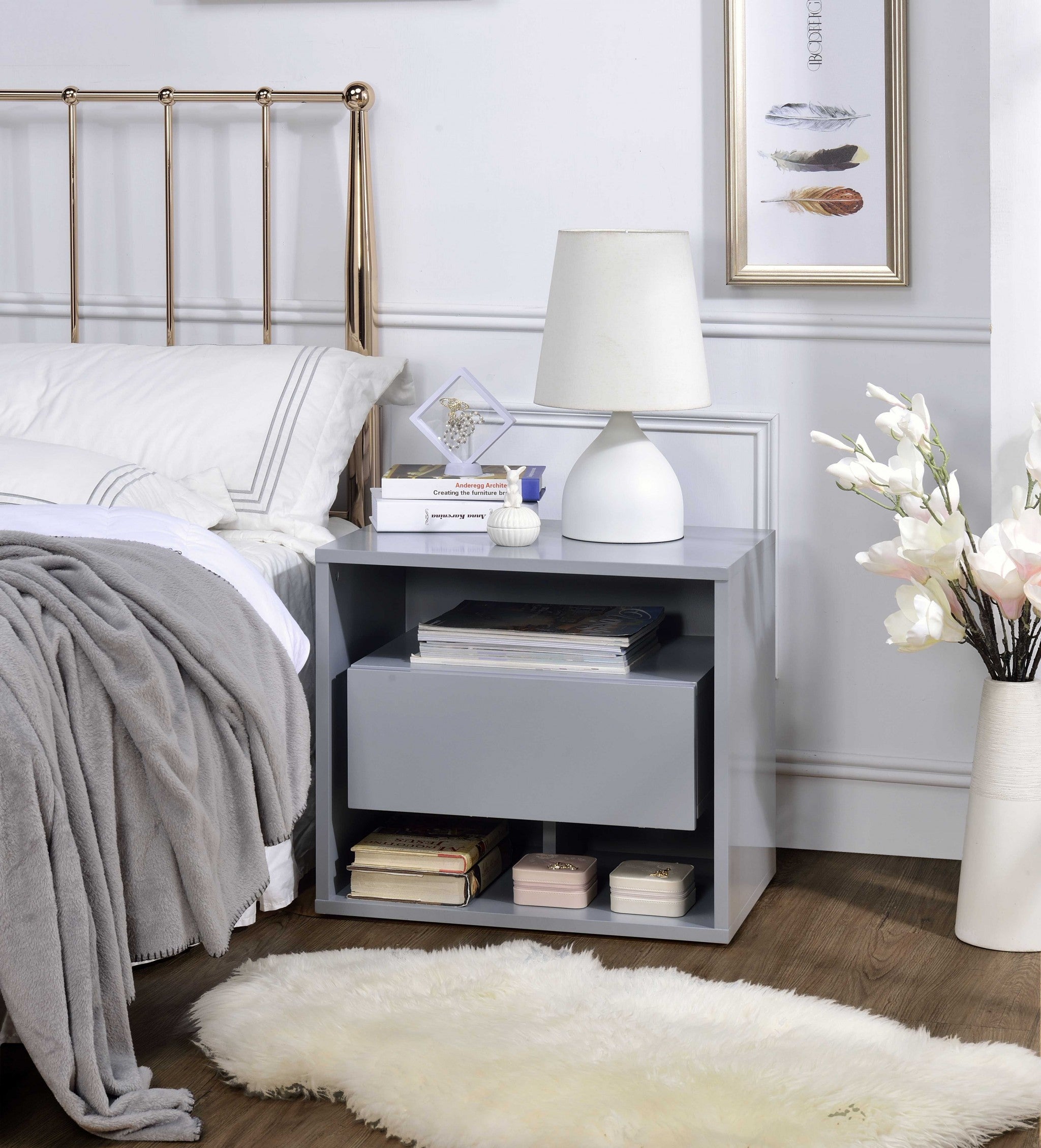 22" X 16" X 20" Gray Wood Accent Table