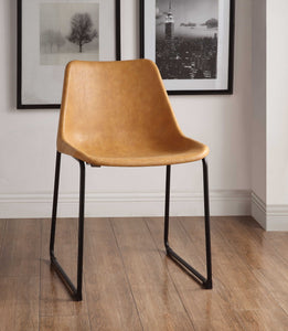 18" X 21" X 28" Vintage Camel & Black Metal Side Chair (Set-2)