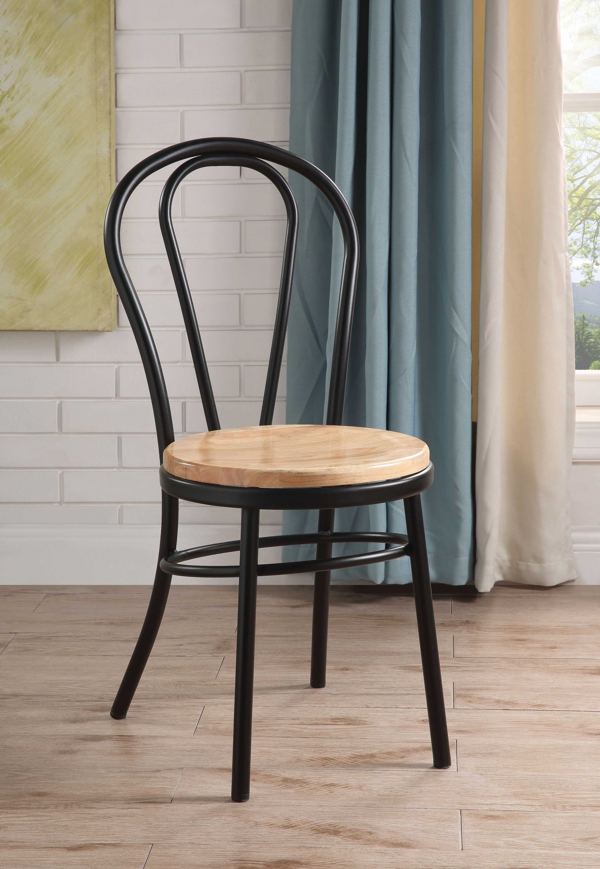 17" X 17" X 36" Black & Natural Metal Side Chair (Set-2)