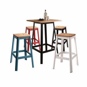 28" X 28" X 41" Natural & Black Wood Bar Table