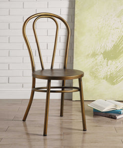 17" X 17" X 36" Antique Copper Metal Side Chair (Set-2)