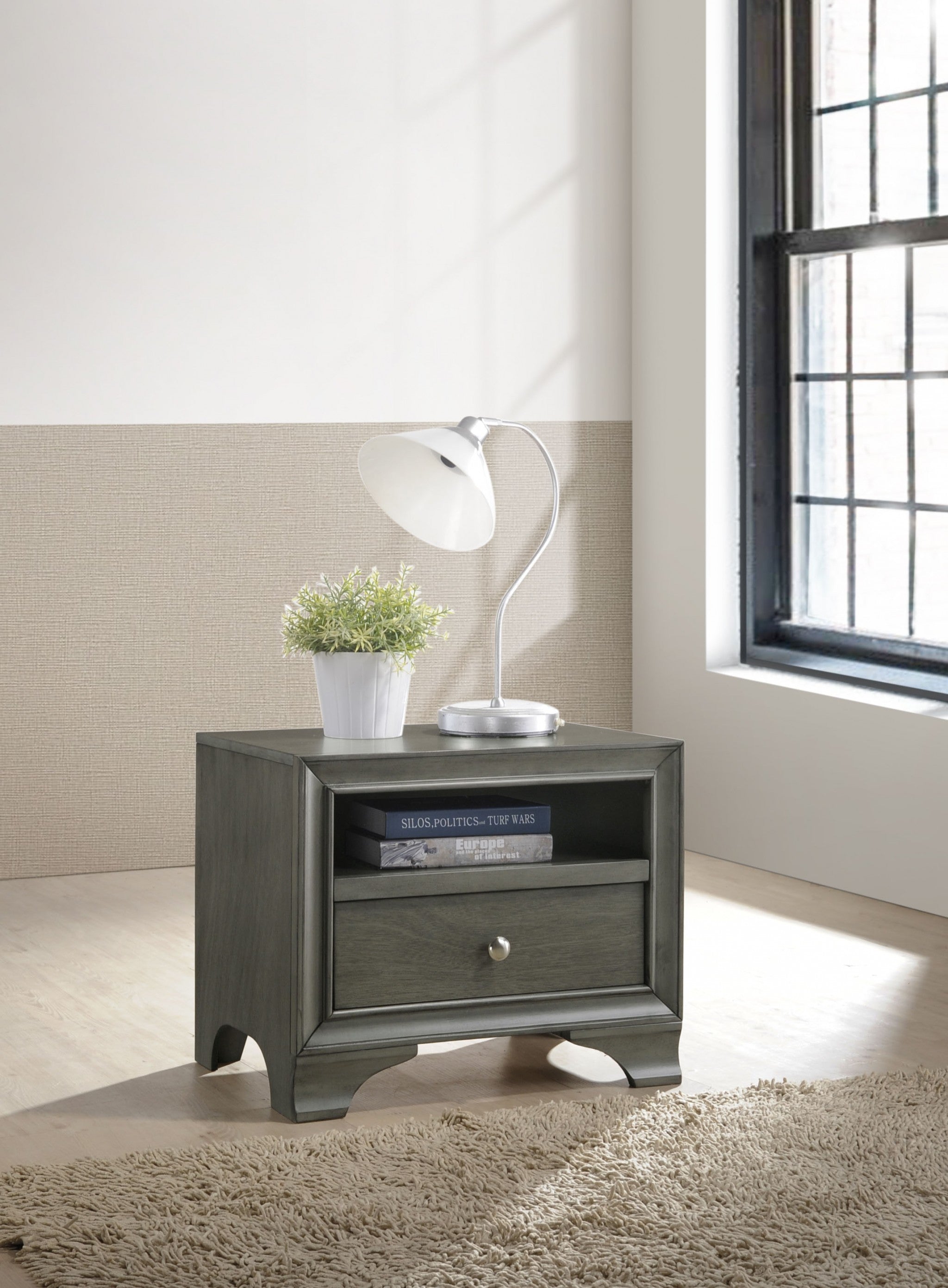 23" X 17" X 20" Gray Oak Wood Accent Table