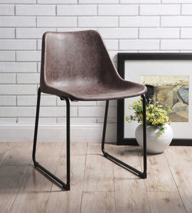 18" X 21" X 28" Vintage Mocha & Black Metal Side Chair (Set-2)
