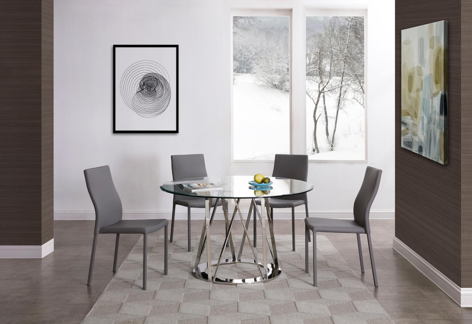 51" x 51" x 29" Polished Stainless Steel Round Dining Table