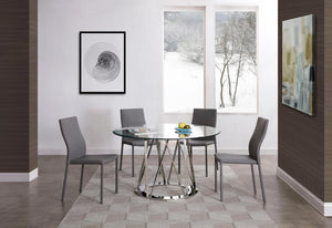 51" x 51" x 29" Polished Stainless Steel Round Dining Table