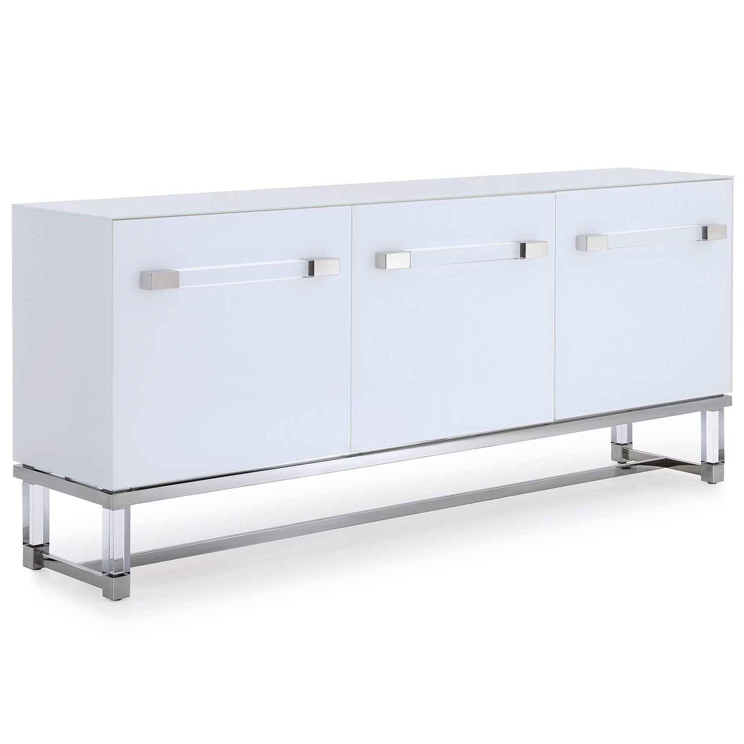 34" X 79" X 18" High Gloss Crystal Glass Buffet