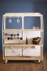 12.5" X 53.5" X 68.5" Yellow and White Peace Van Wine Bar