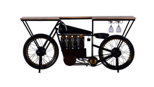 17" X 71" X 35" Black Motorcycle Wine Bar