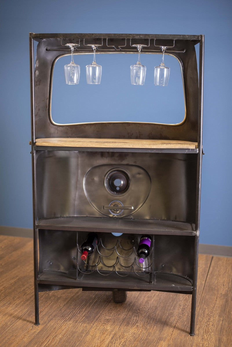 24" X 36" X 65" Black and Gold Antique Tuk Tuk Bar