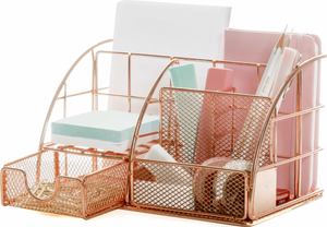 Stylish Rose Gold 6 Compartment Desk Organizer
