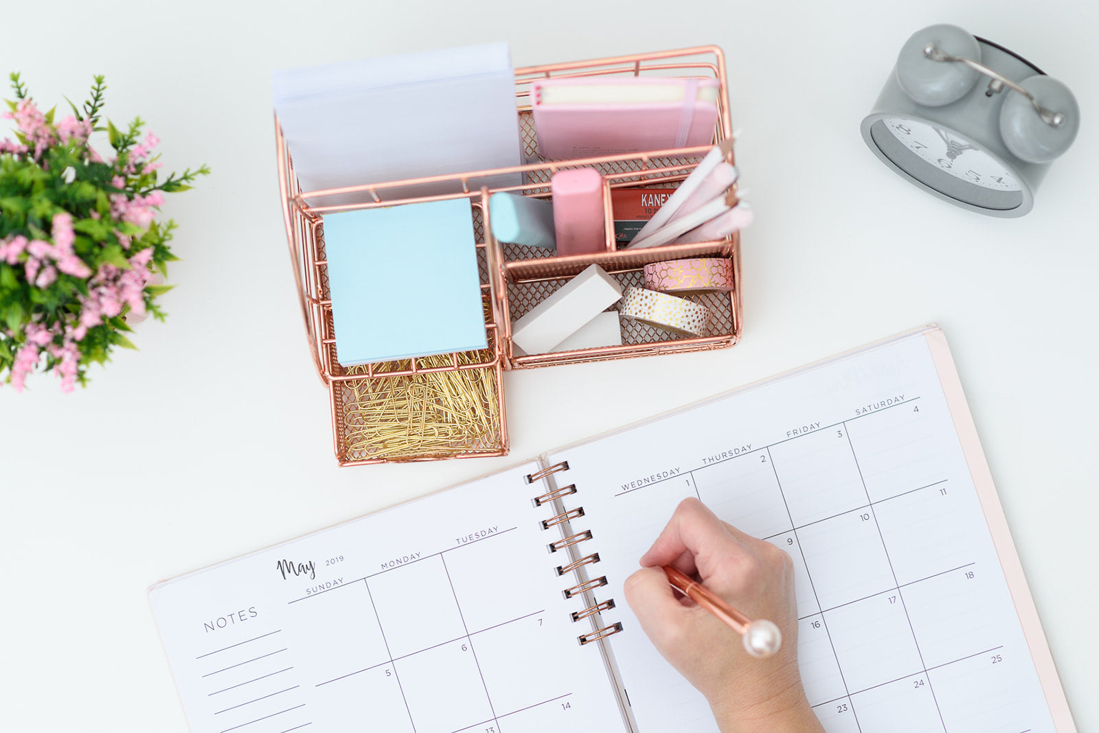 Stylish Rose Gold 6 Compartment Desk Organizer