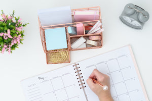 Stylish Rose Gold 6 Compartment Desk Organizer