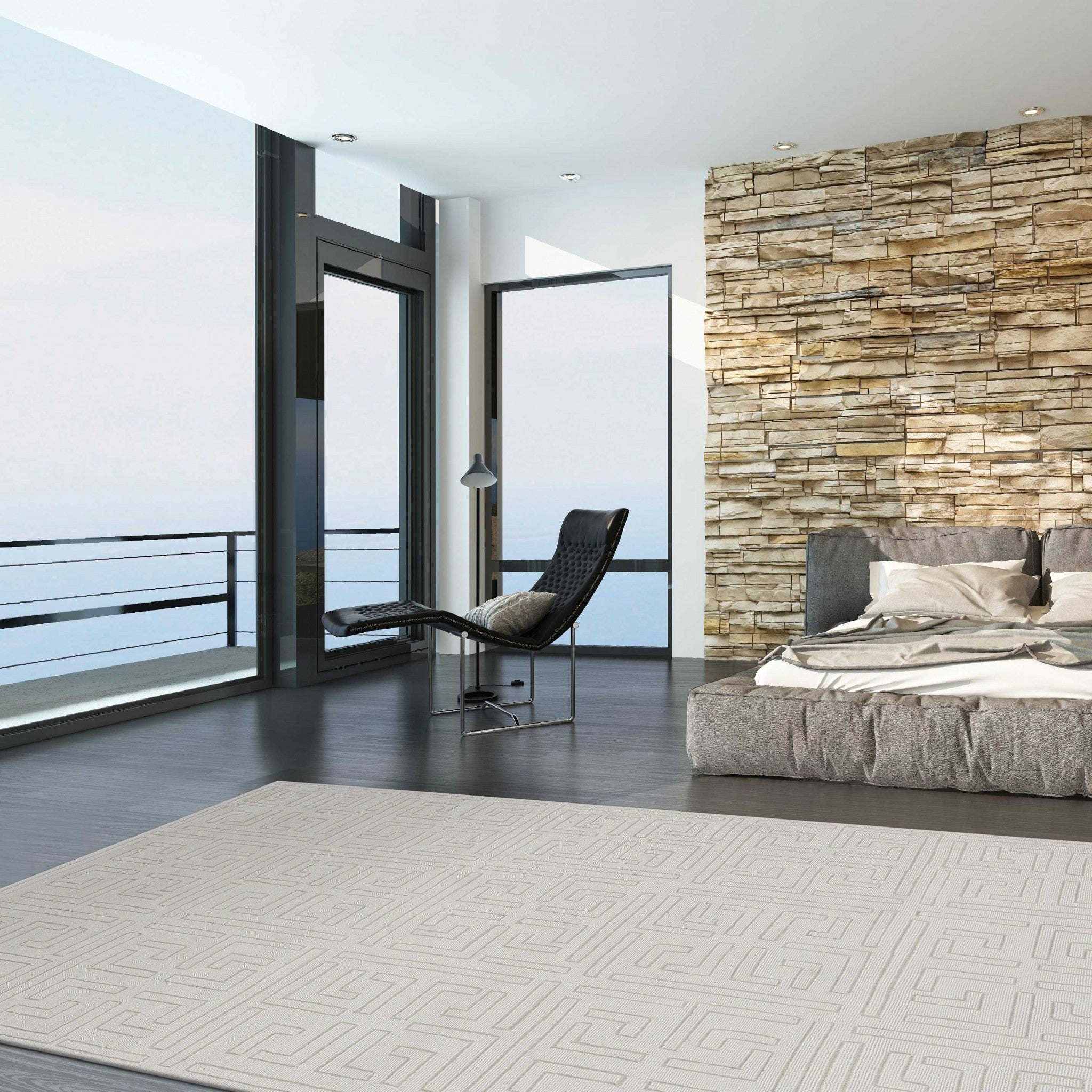 108" X 144" Ivory  Polyester Rug