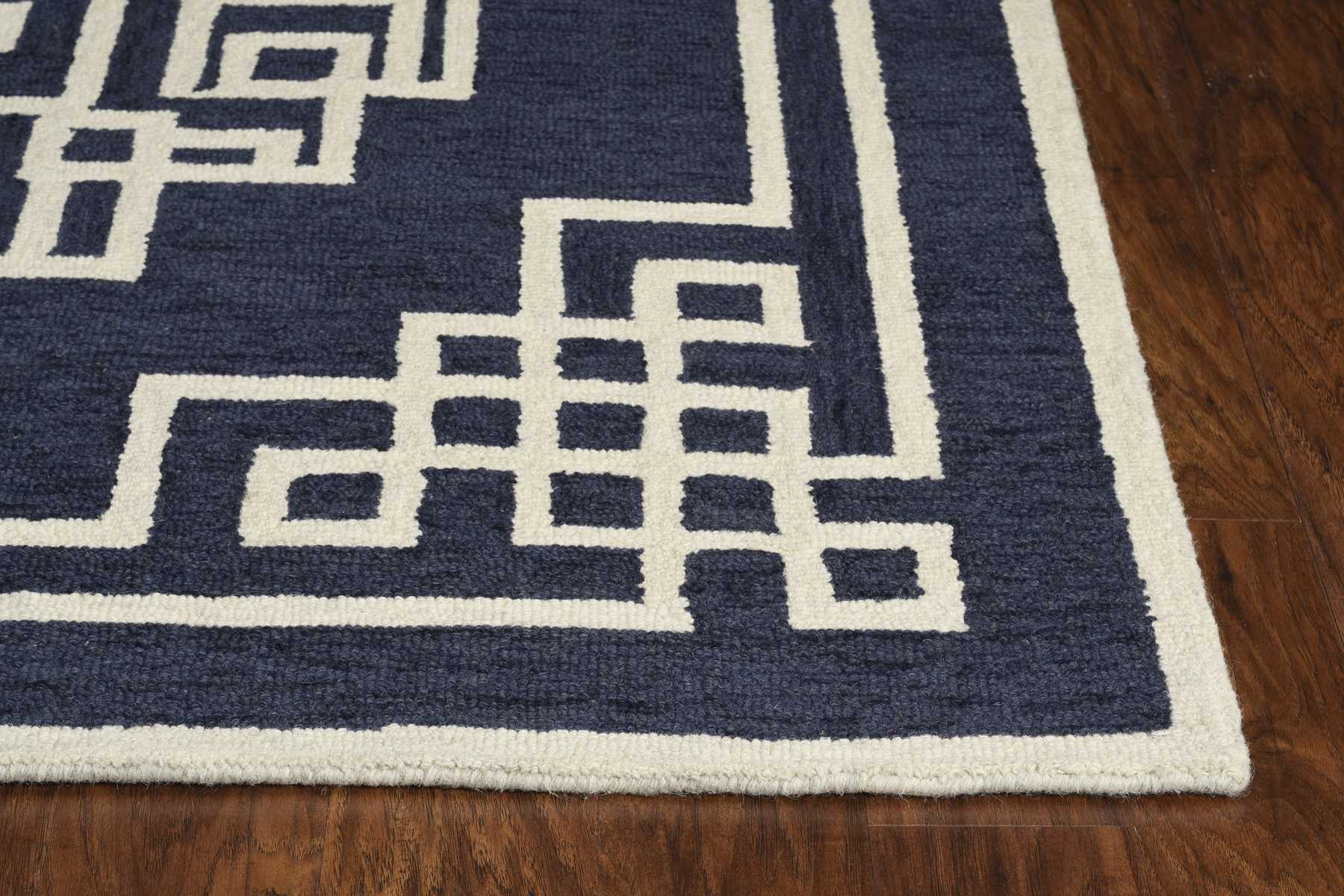 96" X 126" Ivory  Blue Polyester Rug
