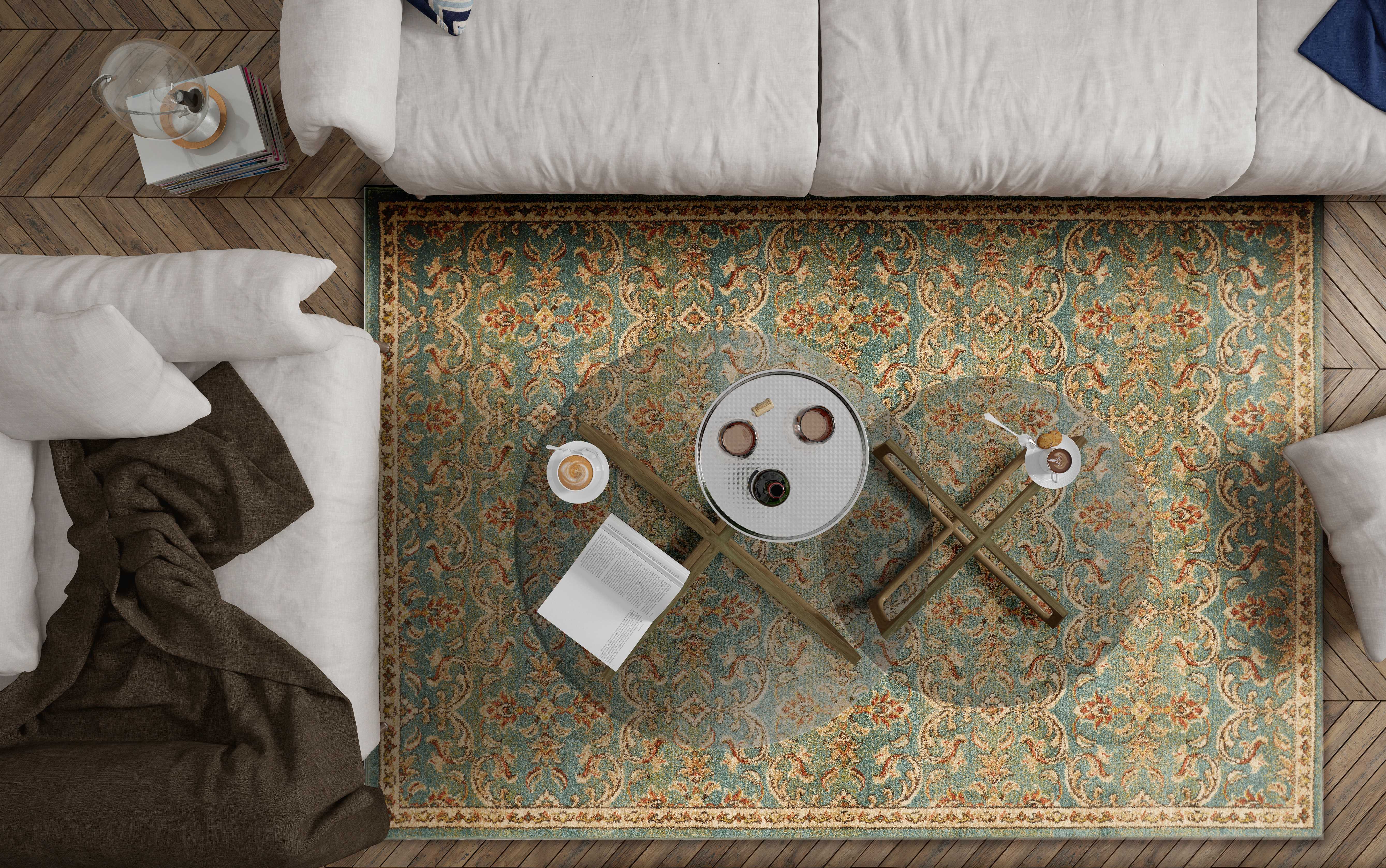 118" X 158" Turquoise Polypropylene Rug