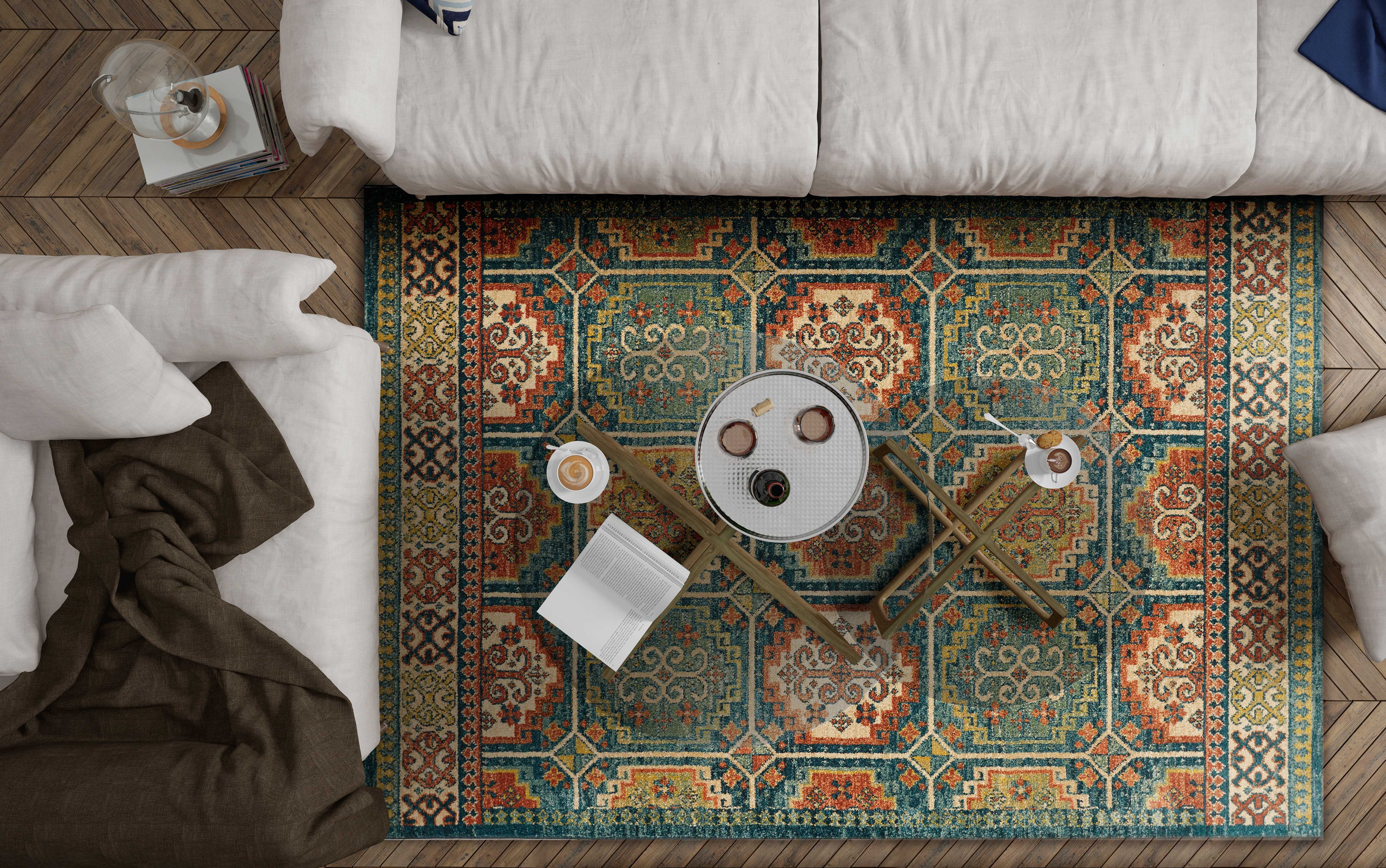 31" X 96" Teal Polypropylene Rug