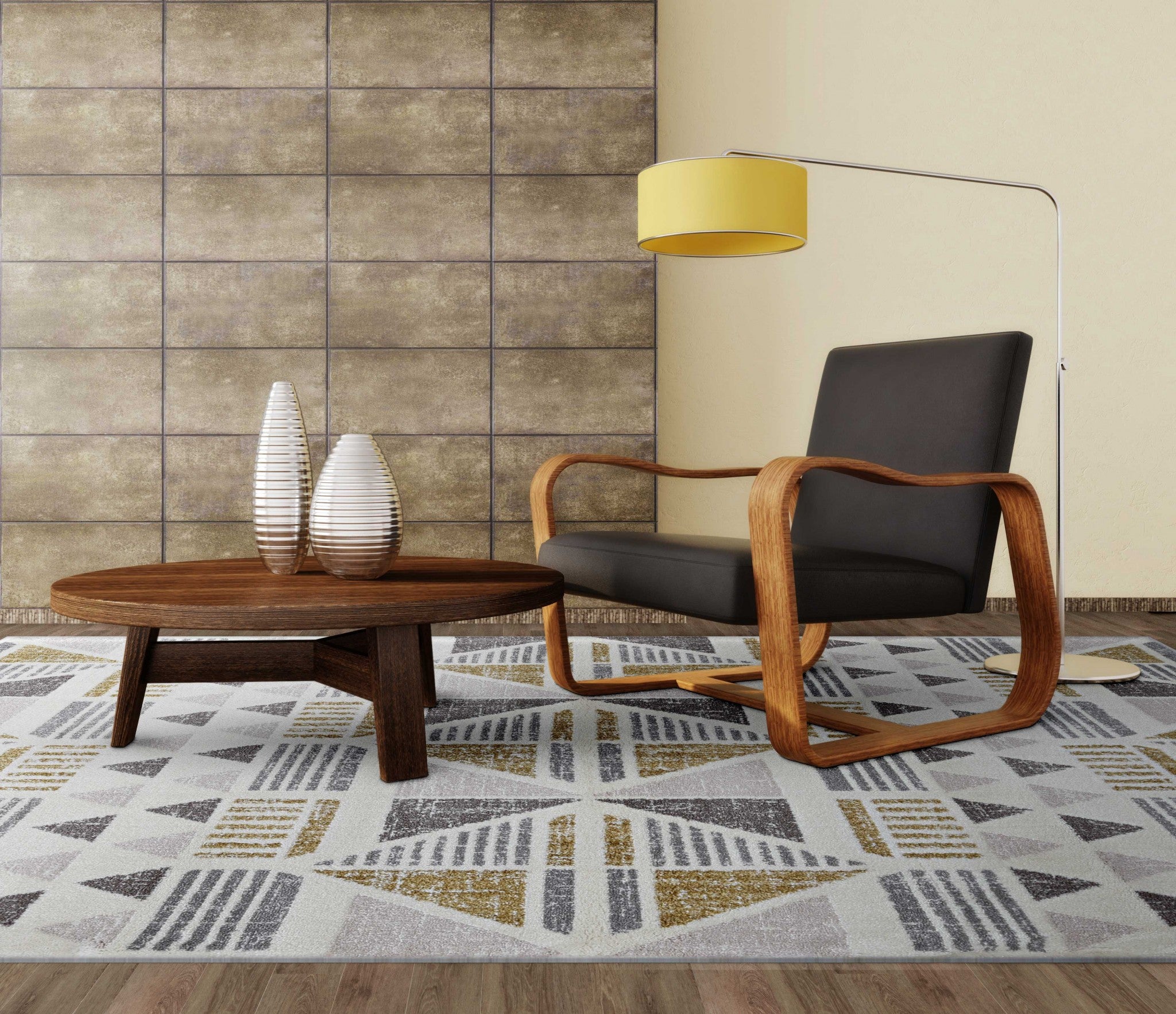 27" X 90" Ivory or Gold Polyester Rug