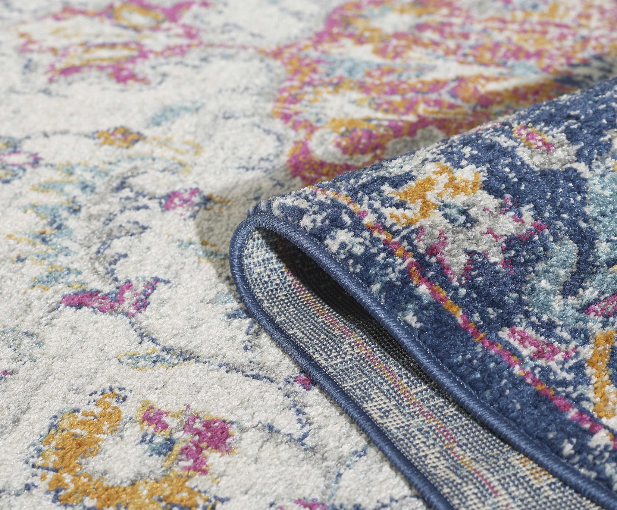 94" X 123" Ivory or Navy Polypropelene Rug