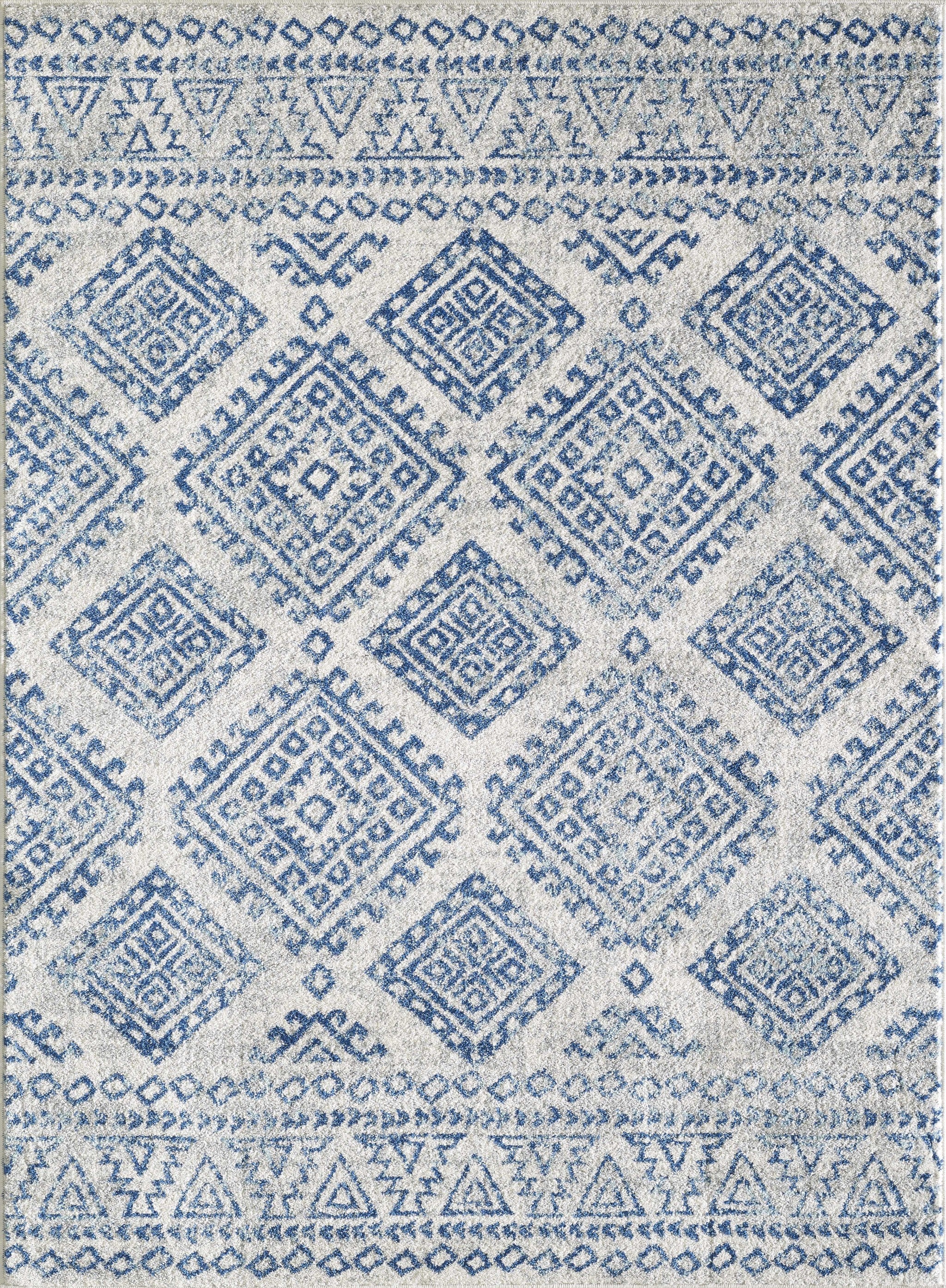 63" X 87" Ivory or Blue Polypropelene Rug