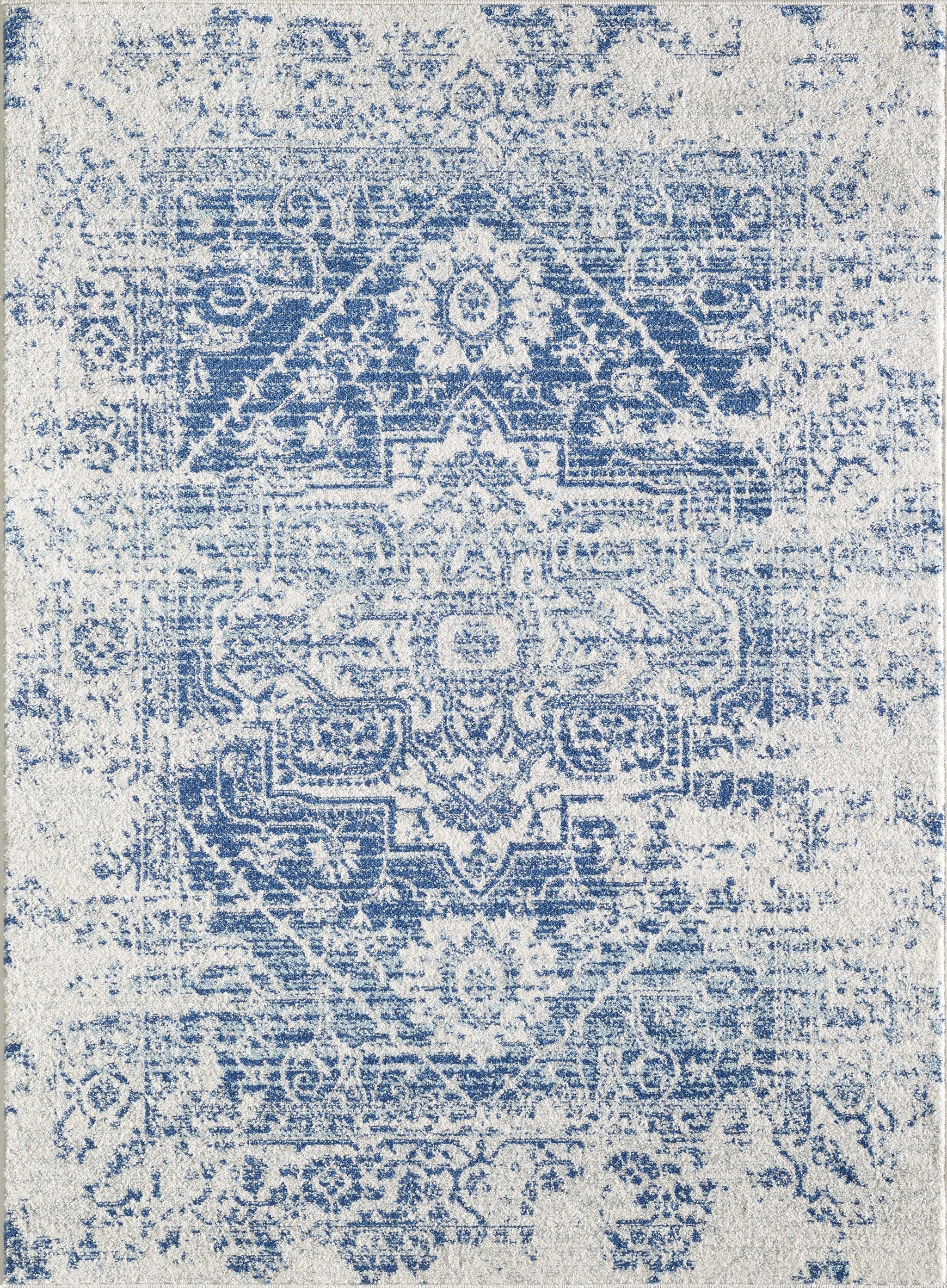 63" X 87" Ivory or Blue Polypropelene Rug
