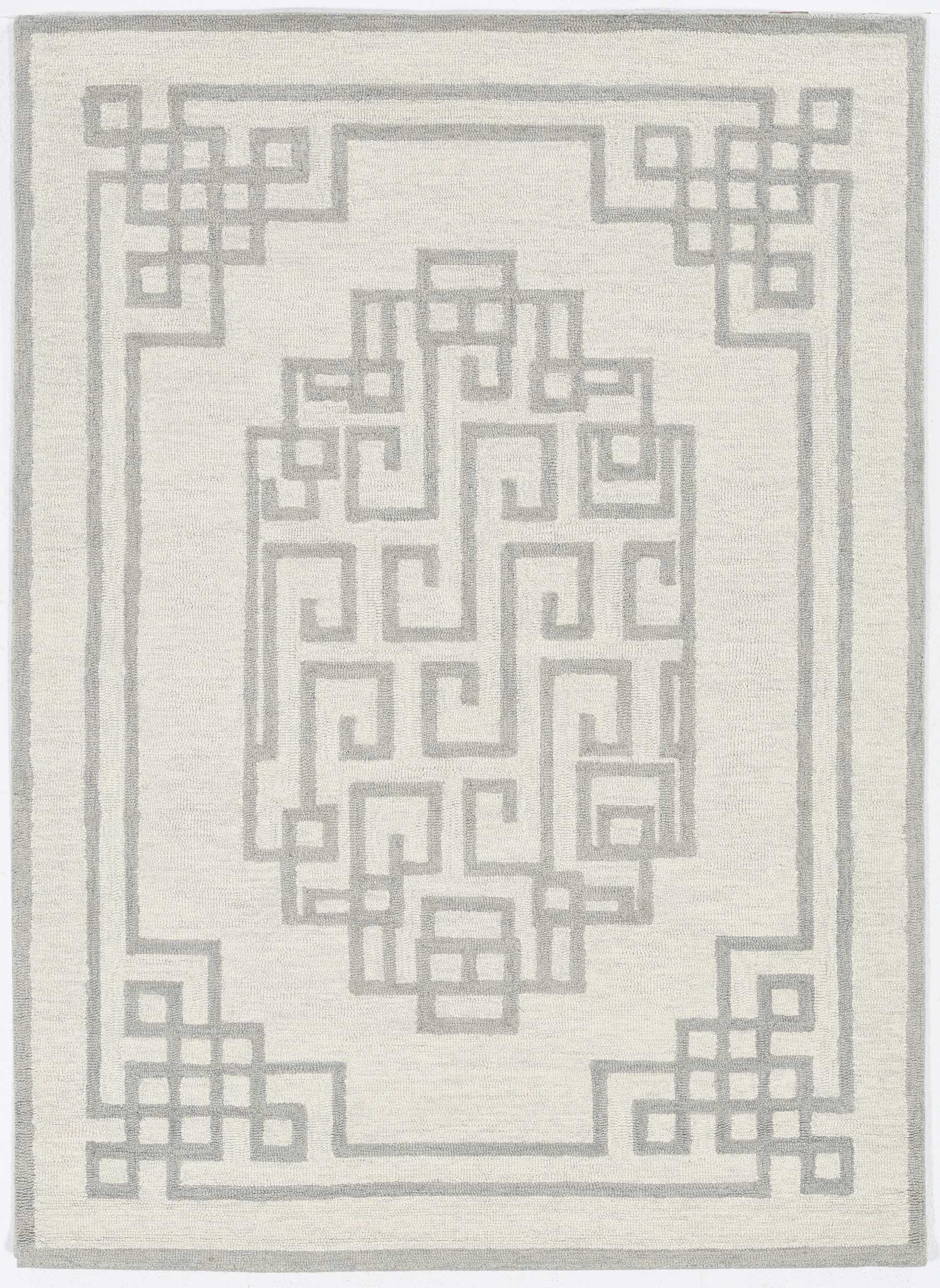 39" X 63" Ivory  Grey Wool Rug