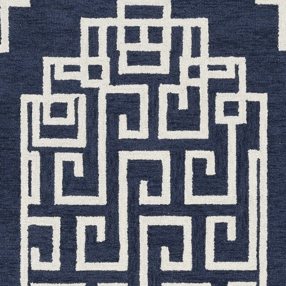 108" X 144" Navy Ivory  Wool Rug