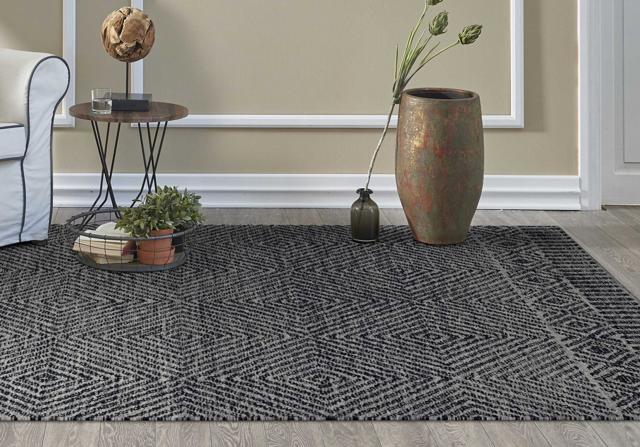 60" X 84" Grey or  Black Wool Rug