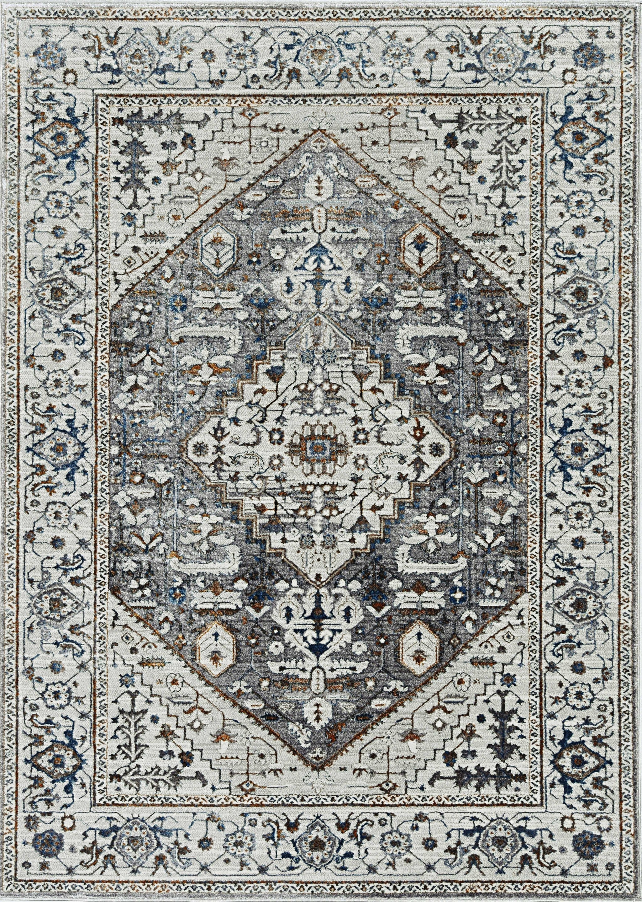 39" X 55" Grey Polyester Rug