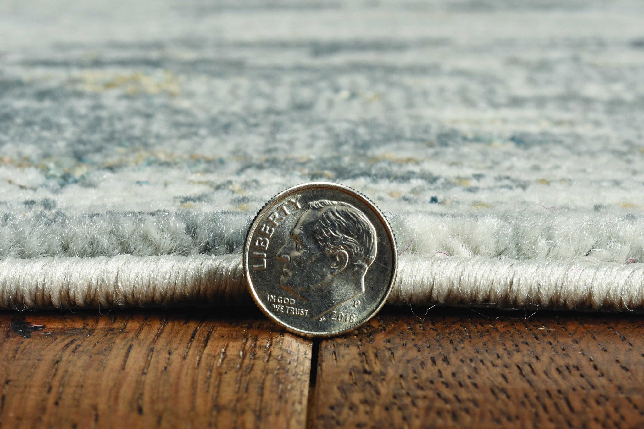 63" X 91" Grey Polypropylene and  Polyester Rug